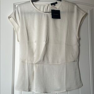 Pleione Nordstrom Ivory Champagne Top Blouse Small Gathered Pleated Dolman